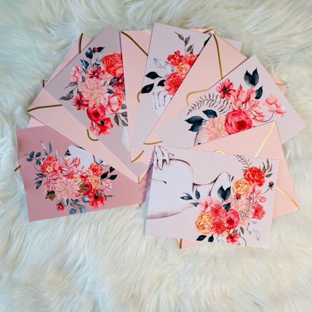 Set of Five Floral Women Elegant Greeting Cards & Luxury Envelo… - Picture 4 of 16